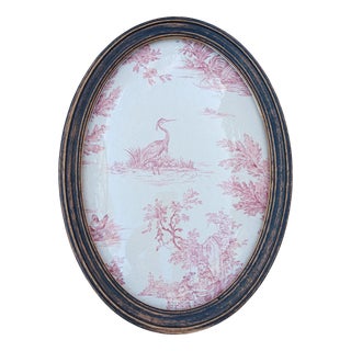 Large Format Domed Glass Medallion Frame with Jouy Decoration, 1930s For Sale