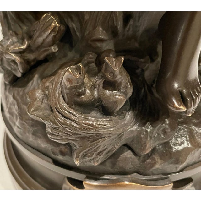 Late 19th Century Hippolyte Francois Moreau "Chant De Laluette" Bronze Young Girl For Sale - Image 4 of 7