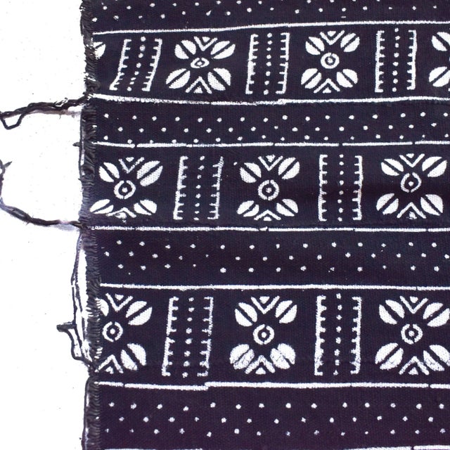 Late 20th Century Vintage Black Mudcloth Textile 62x41 Inch For Sale In Denver - Image 6 of 8