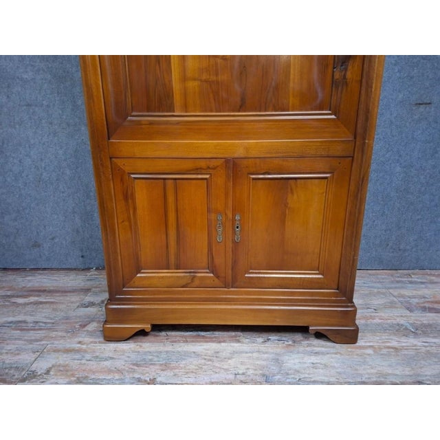 Vintage Louis Philippe Cherrywood Drop-Front Secretary Desk with Leather Top For Sale - Image 6 of 13