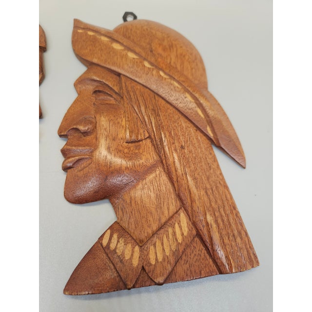 Mid-Century Modern Vintage 60s Wood Hand Carved Wall Decoration For Sale - Image 3 of 3