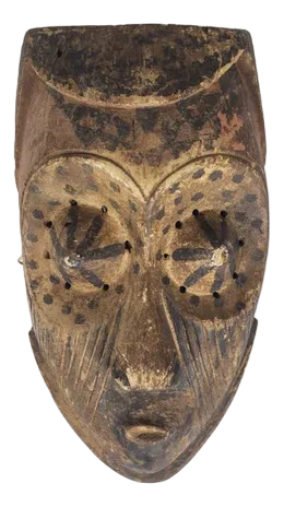 African Mask Kuba Babuka in Wood and Pigments, 20th Century