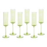 Foligno Champagne Flutes - Light Green, Set of 6 For Sale