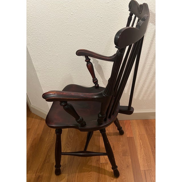 Chestnut Antique Ladies Armed Windsor Fiddle Back Chair, Mahogany. For Sale - Image 8 of 12