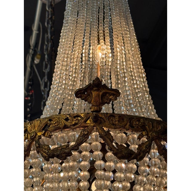 19th Italian Gilt Bronze and Crystal Basket Chandelier For Sale In Dallas - Image 6 of 8