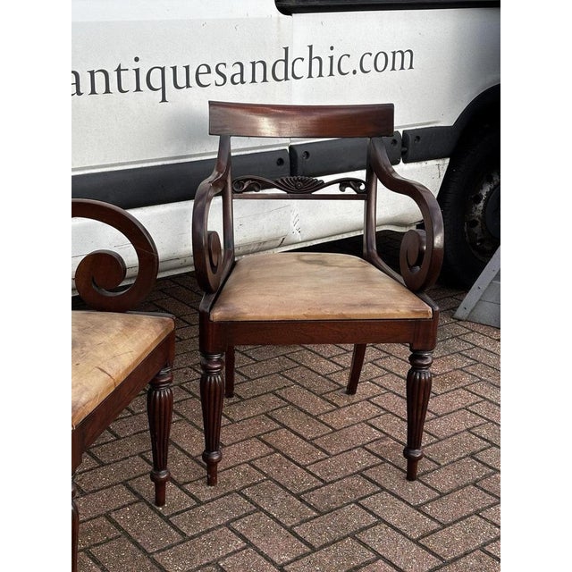 Regency Mahogany Armchairs with Leather Drop Seats, Set of 2 For Sale - Image 4 of 10