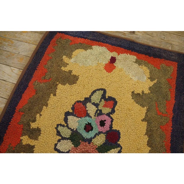 Outstanding Multi Color With Lovely Floral Design Antique American Hooked Rug For Sale - Image 4 of 11