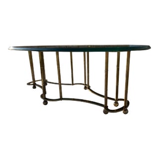 Mastercraft Brass "Race Track" Coffee Table in Faux Bamboo For Sale