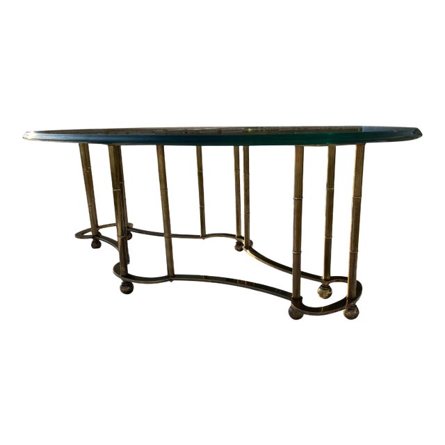 Mastercraft Brass "Race Track" Coffee Table in Faux Bamboo For Sale
