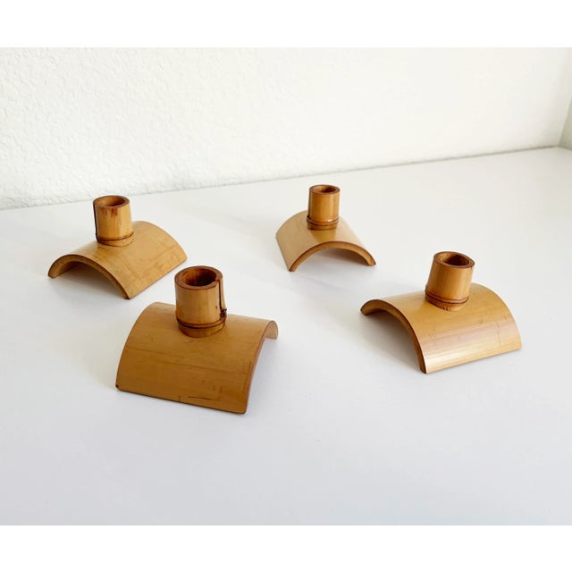 Mid-Century Modern Mid-Century Paul Frankl Style Bamboo Candle Holders- Set of 4 For Sale - Image 3 of 9