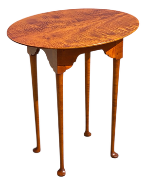 Late 20th Century Eldred Wheeler Tiger Maple Small Oval Tea Table