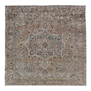 Square Antique Persian Bakhtiari Rug With Central Medallion Design