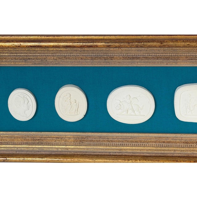 Framed Group of Seven Italian Grand Tour Cast Plaster Intaglios, 19th Century For Sale - Image 17 of 18