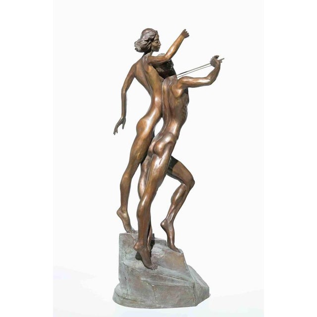 Misha Frid, Violin Player and His Muse Sculpture, 1990s, Bronze For Sale - Image 3 of 9