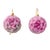 Modern Pink Agate Peony Flower Earring II 14k Gold Hook, A Pair For Sale - Image 3 of 8
