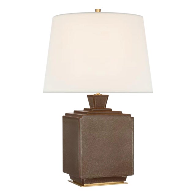 Thomas O'Brien by Visual Comfort Signature Meurice 27" Table Lamp in Positano Sand with Linen Shade For Sale