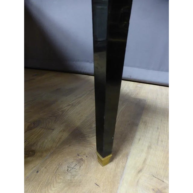 Executive Desk in Blackened Wood and Leather with Bronze Trim For Sale - Image 5 of 10