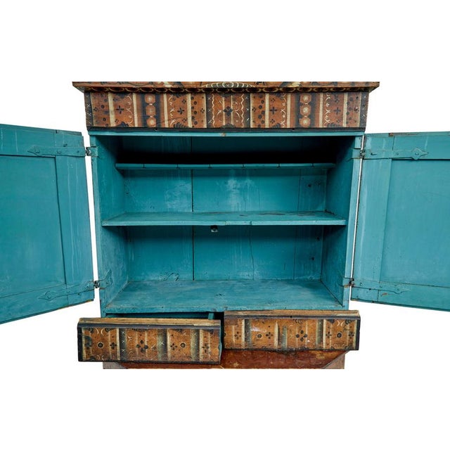 Tan Swedish Hand-Painted Cupboard, 1804 For Sale - Image 8 of 10