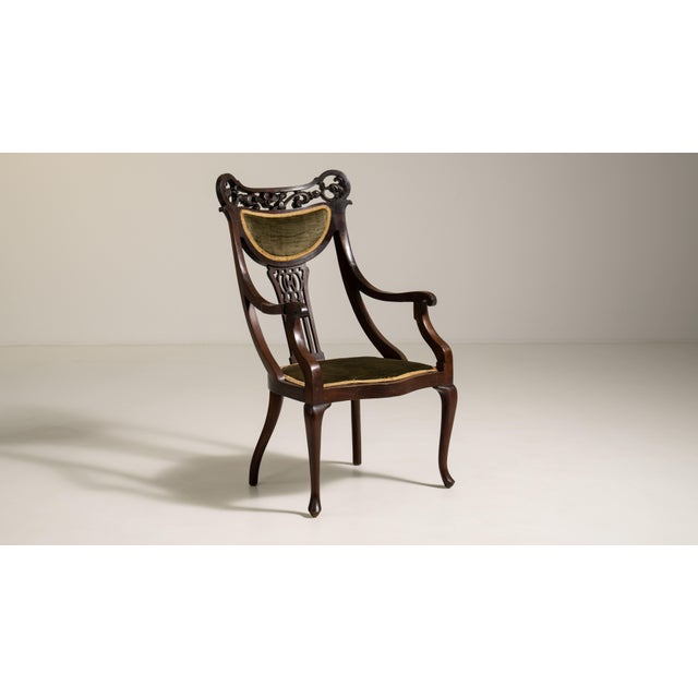 Mahogany Upholstered Armchair, Antique, United Kingdom, 19th Century For Sale - Image 4 of 12