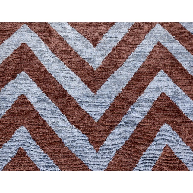Modern Modern SN1 Zig-Zag Rug in Gray and Brown by Doris Leslie Blau For Sale - Image 3 of 8