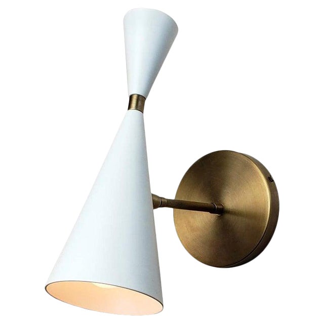 Blueprint Lighting Nyc "Monolith" Natural Brass & White Enamel Sconce