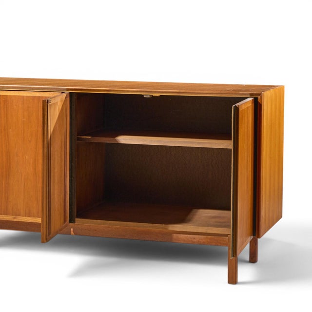 Dillingham Mid Century Walnut and Cane Sideboard Credenza and Hutch For Sale - Image 11 of 14