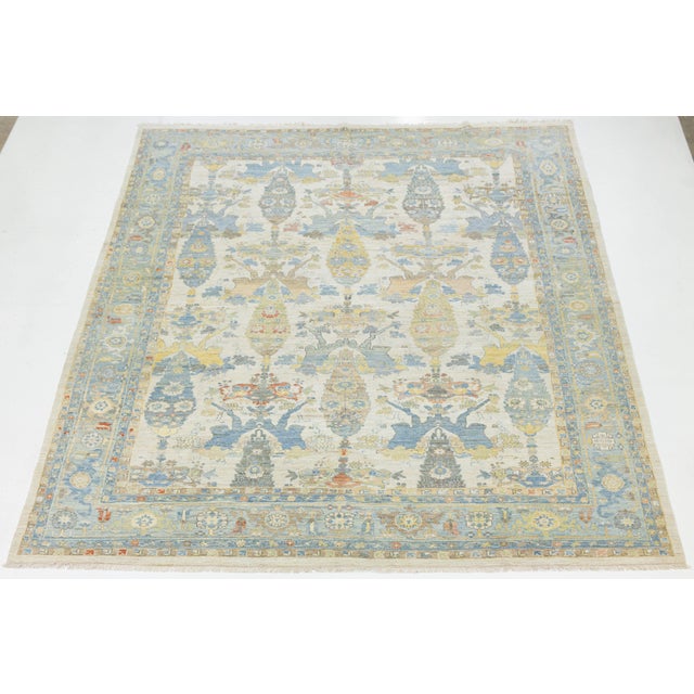 Transitional Aesthetic Modern Sultanabad Rug – Hand-Knotted Wool – Muted Ivory For Sale - Image 9 of 12