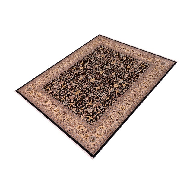 Shabby Chic Black/Beige Wool Rug - 8'2'' X 9'9'' For Sale - Image 9 of 10