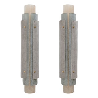 Murano Scavo Glass Wall Lamps with Brass Details, 2000, Set of 2 For Sale