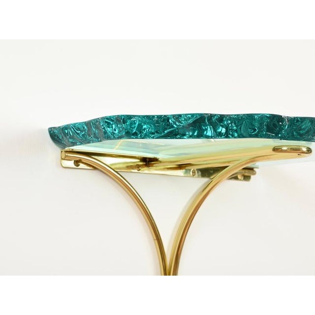 Metal Nightstands in Turquoise Glass by Max Ingrand for Fontana Arte, Italy, 1960s, Set of 2 For Sale - Image 7 of 18