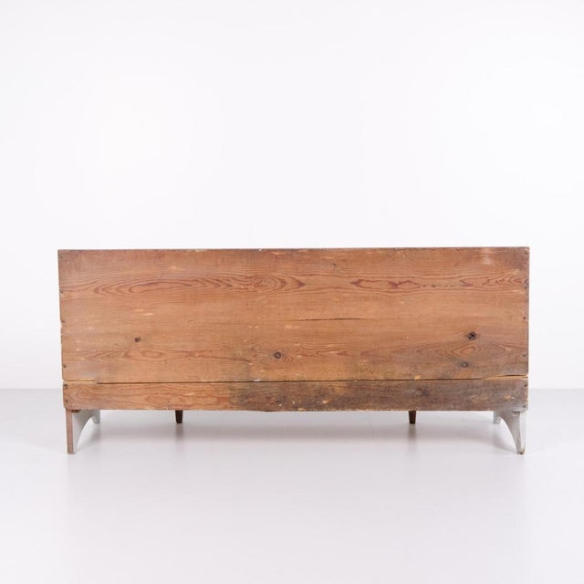 Antique Grey Storage Bench in Pine Wood, 1890s For Sale - Image 10 of 11