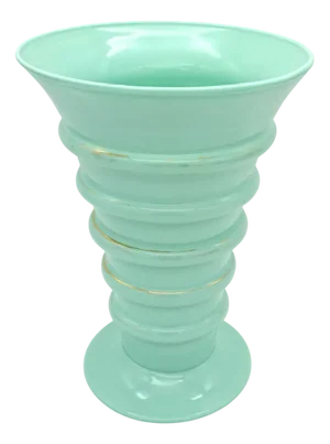 Art Deco Green Jadeite Art Glass Vase, 1920s