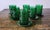 Anchor Hocking 6 Mid Century Forest Green Glass Sandwich Pattern Juice Tumblers W/ Saucers ~ Anchor Hocking For Sale - Image 4 of 10