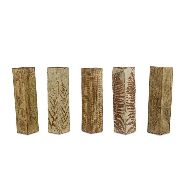 Brown Vintage Brutalist-Style Stoneware Vase with Plant Decoration, 1970s For Sale - Image 8 of 9