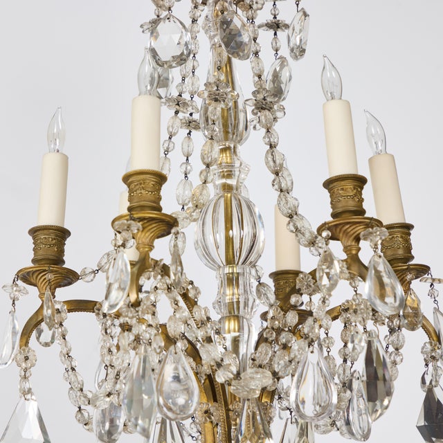 Late 19th Century Antique Petite French 6 Light Gilt-Bronze and Crystal Chandelier For Sale - Image 5 of 8