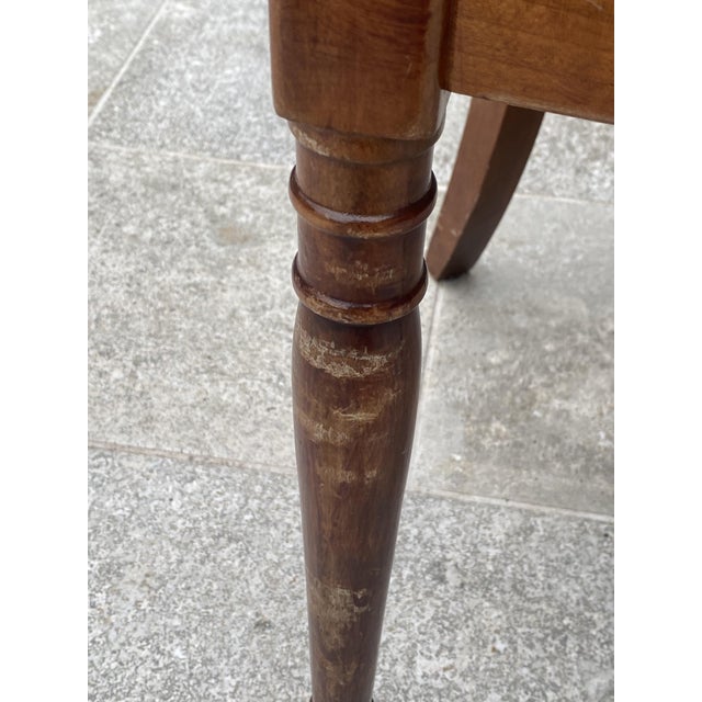 Beige Antique Rustic Office Chair in Cherrywood and Fabric, 1950s For Sale - Image 8 of 18