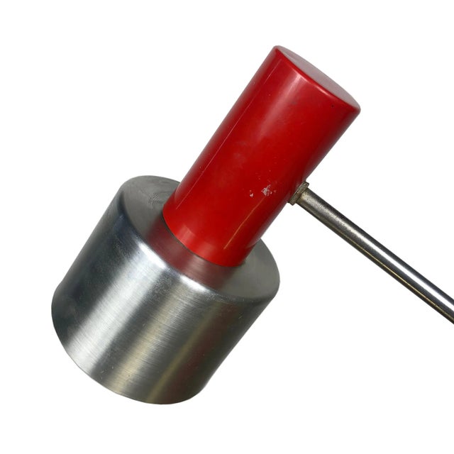 Red Metal & Aluminium Table Lamp from Stilnovo, Italy, 1960s For Sale - Image 6 of 9