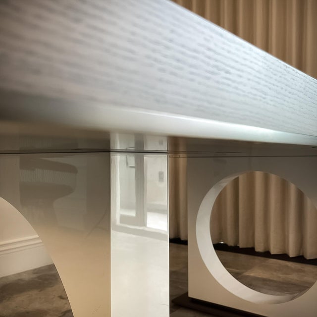 Brown Dining Table in Oak and Bronze, 2018 For Sale - Image 8 of 11