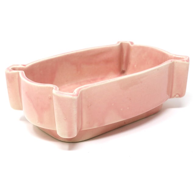 1950s Mid-Century Ceramic Planter / Ikebana Bowl in Blush Pink For Sale - Image 5 of 7