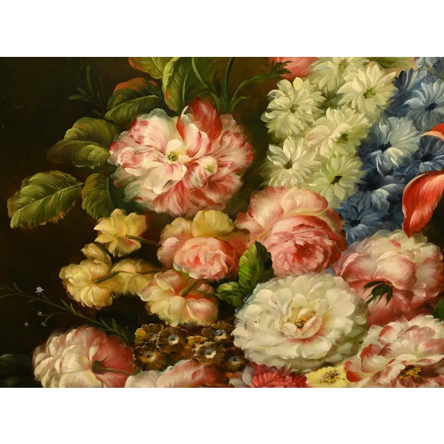 Hollywood Regency Regency Style Still Life with Floral Spray, 1980s, Oil on Canvas, Framed For Sale - Image 3 of 12