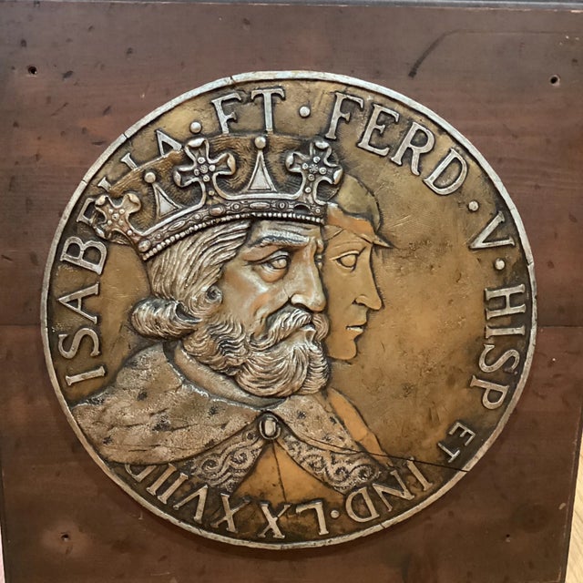 Rare Spain Ferdinand & Isabella coin /medal Carved in Exotic Wood. Finely decorated by hand and cared for every detail.