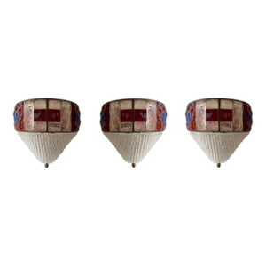 Hammered Glass Wrought Iron Murano Glass Sconces by Longobard, Italy, 1970s, Set of 3
