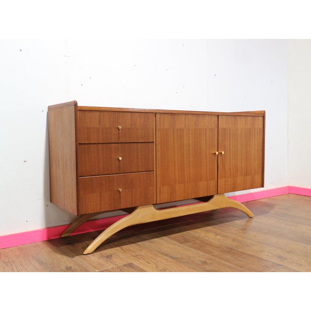 Wood 1960s Mid Century Modern Vintage Credenza Sideboard by Lebus Danish Style For Sale - Image 7 of 15