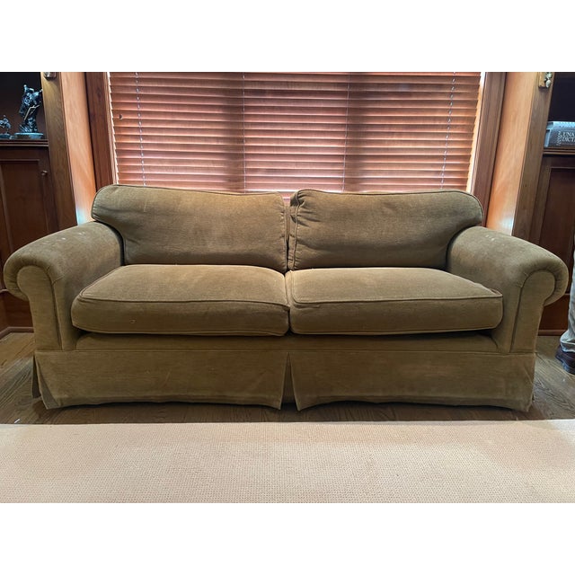Late 20th Century Vintage Custom Down-Filled Sofa With Brunswick & Fils Upholstery For Sale - Image 5 of 6