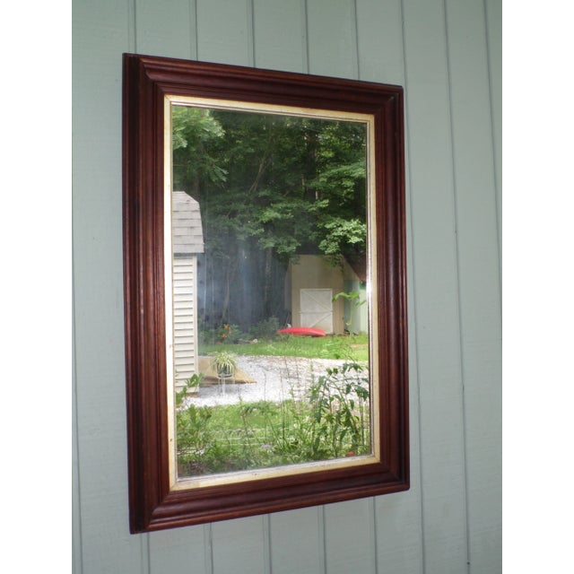 Antique Victorian Walnut Lemon Gilt Inset Deep Well Framed Mirror. Original mercury glass Measures: 19.5" x 29.5" x 2" deep