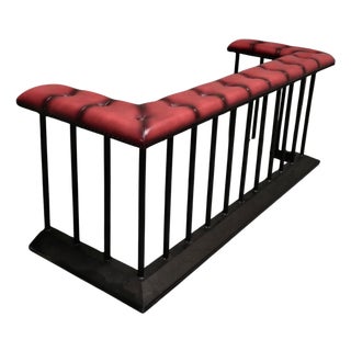 Wrought Iron and Leather Wrap-Around Fire Side Fender, 1970s For Sale