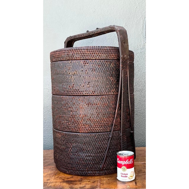 Vintage Asian Woven Rattan Wedding Basket For Sale - Image 11 of 12