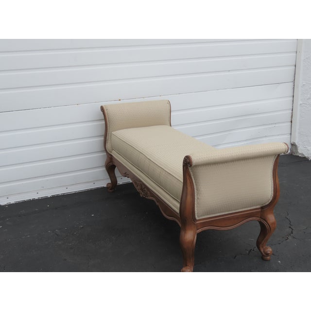 Ethan Allen French Carved Long Upholstered Bench Stool 6440 For Sale - Image 13 of 14