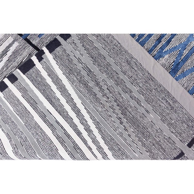 Blue Modern Geometric Art Deco Wool & Silk Rug in Blue and Gray by Doris Leslie Blau For Sale - Image 8 of 8