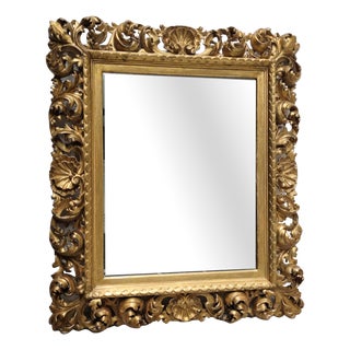 19th Century Cartoccio Wooden Mirror in Gold Leaf, 1850 For Sale